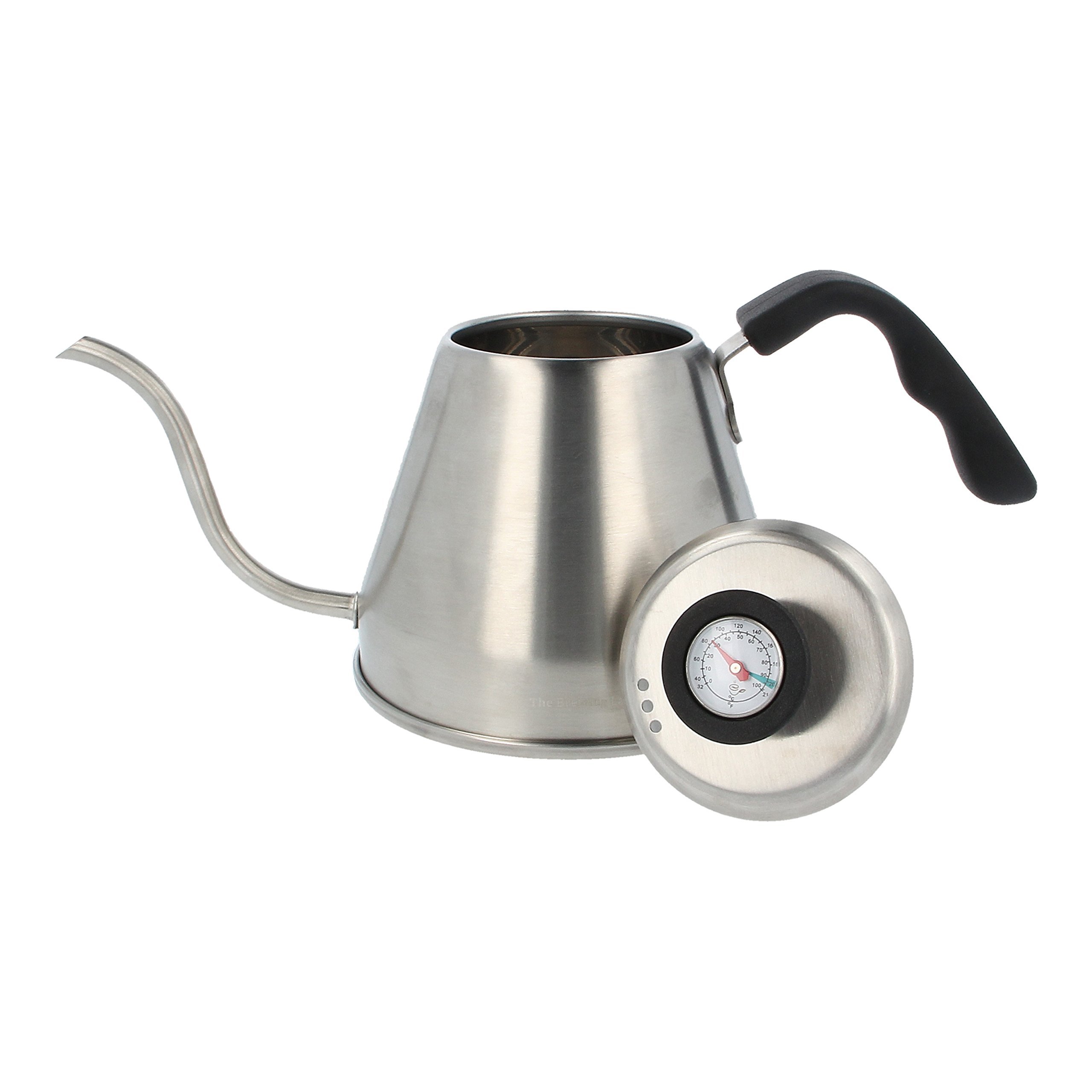 The Brewing Lab Pour Over Drip Built-In Thermometer Stainless Steel Gooseneck Kettle, 1.2 L