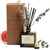 Craft &amp; Kin Reed Diffuser with Dried Flowers | 5 oz Sicilian Citrus &amp; Eucalyptus Scented Fall Reed Diffusers for Home, Bathroom | Scent Sticks | Elegant Fragrance Home Decor for Men &amp; Women