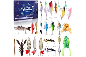 PARTY TONIGHT Fishing Advent Calendar 2025, Christmas Countdown 24 Days Fishing Lures Set for Fisher Adults Men Teen, Christmas Gifts Fishing Tackle Box