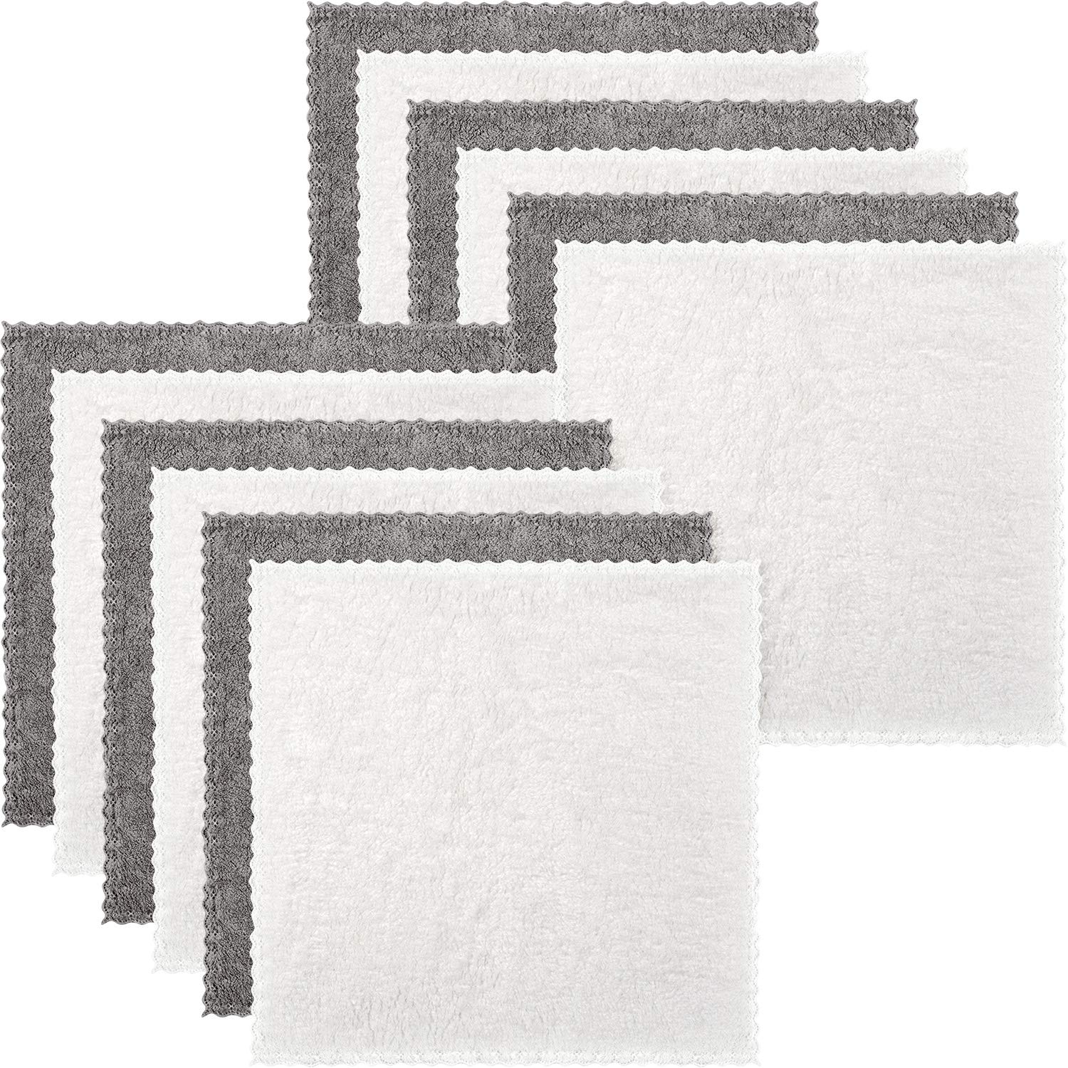 12 Pieces Face Makeup Remover Cloths Microfiber Wash Cloth Soft Facial Cleansing Cloth for Face, 12 x 12 Inch (White, Gray): Beauty