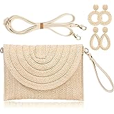 COOKOOKY Straw Clutch Handbag Summer Beach Straw Purse for Women woven Envelope Bag | Straw, Summer, Beach, woven, Straw, Summer, Beach, woven