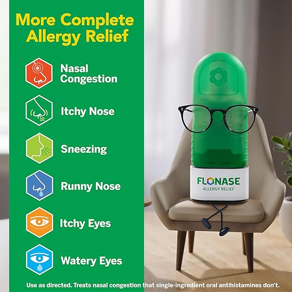 FLONASE ALLERGY RELIEF NASAL SPRAY, 24 HOUR NON DROWSY ALLERGY MEDICINE, METERED NASAL SPRAY – 72 SPRAYS – FALL AND SEASONAL ALLERGY RELIEF