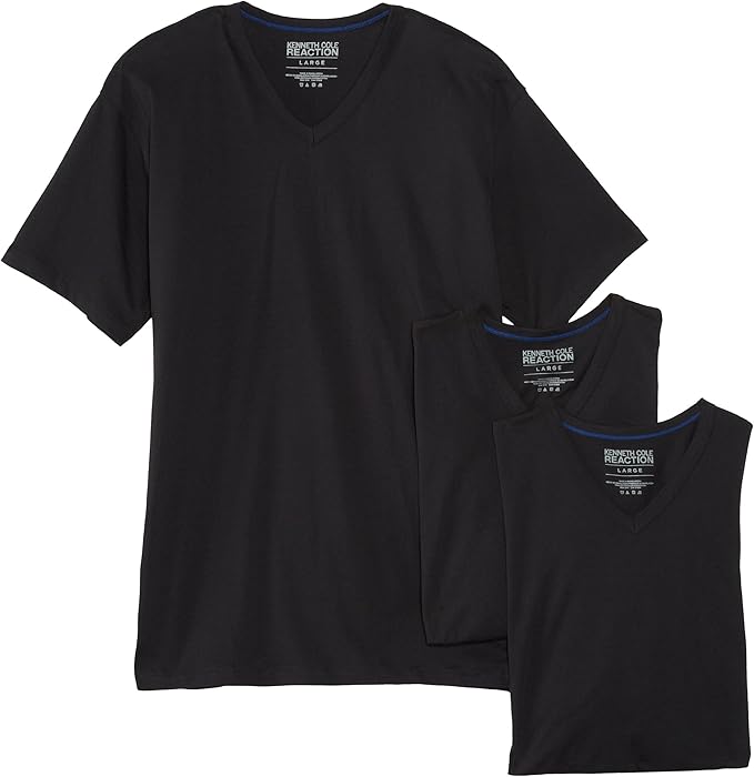Cole REACTION Men's 3 Pack VNeck Tee Shirts, Black