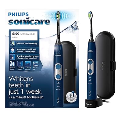 Philips Sonicare ProtectiveClean 6100 Rechargeable Electric Toothbrush, Whitening, Navy Blue