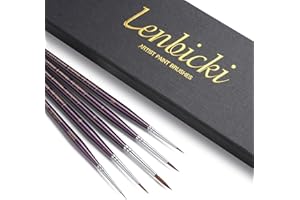 LENBICKI Kolinsky Sable Brushes Miniature 5PCS Professional Fine Detail Micro Artist Paint Brush Set for Watercolor, Acrylic, Oil, Model, Paint by Numbers