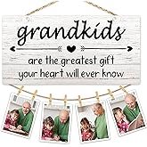 Hiuwevt Grandkids Grandparents Picture Frame Photo Hanging Display, Best Grandparents Gifts from Grandkids, Grandma and Grandpa Gifts Picture Board Photo Holder for Wall Decor