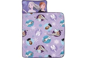 NOJO Disney Frozen Winter Cheer Lavender, Aqua, Green and White, Anna, Elsa and Olaf Toddler Nap Mat