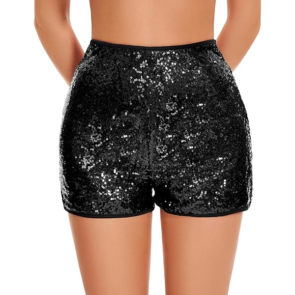 ToBeInStyle Women's Metallic Elastic Mini Shorts - Shiny High Waist Booty Shorts For Club & Costume