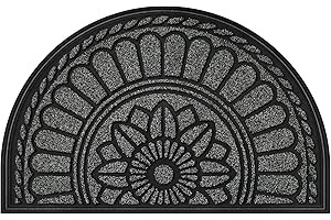 Mibao Half Round Door Mat, Non-Slip Welcome Entrance Way Durable Rubber Low-Profile Heavy Duty Doormat, Half Circle Mats for Garage, Patio, High Traffic Areas, 24" x 36", Gray