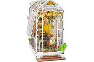 DRONSIDE Garden House Book Nook Kit DIY Miniature House with LED Light, Mini Booknook Kit Bookshelf Insert Decor for Teens and Adults, Halloween/Christmas Decorations/Gifts for Family and Friends