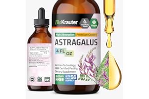 BIO KRAUTER Astragalus Tincture - Astragalus Root Extract for Immune Support - Alcohol and Sugar Free - High Absorption - Vegan Drops 4 Fl.Oz.