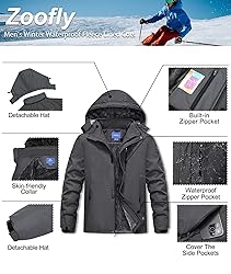 Zoofly Mens Winter Jackets Water Resistant Ripstop