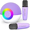 Mgaolo Mini Karaoke Machine for Kids Adults,Portable Bluetooth Speaker with 2 Wireless Microphones,Gift Toys with MP3 Player for Boys Girls 3-12 Year Old Birthday Family Home Party Present (Purple)