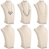 Kigley 6 Pcs Linen Necklace Display Bust Jewelry Holder Necklace Retail Mannequin Display Stand for Jewelry Selling Vendors Shows (13.4 x8.1 Inch)