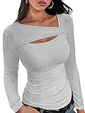 XIEERDUO Tops for Women Slim Fit Shirts Long Sleeve