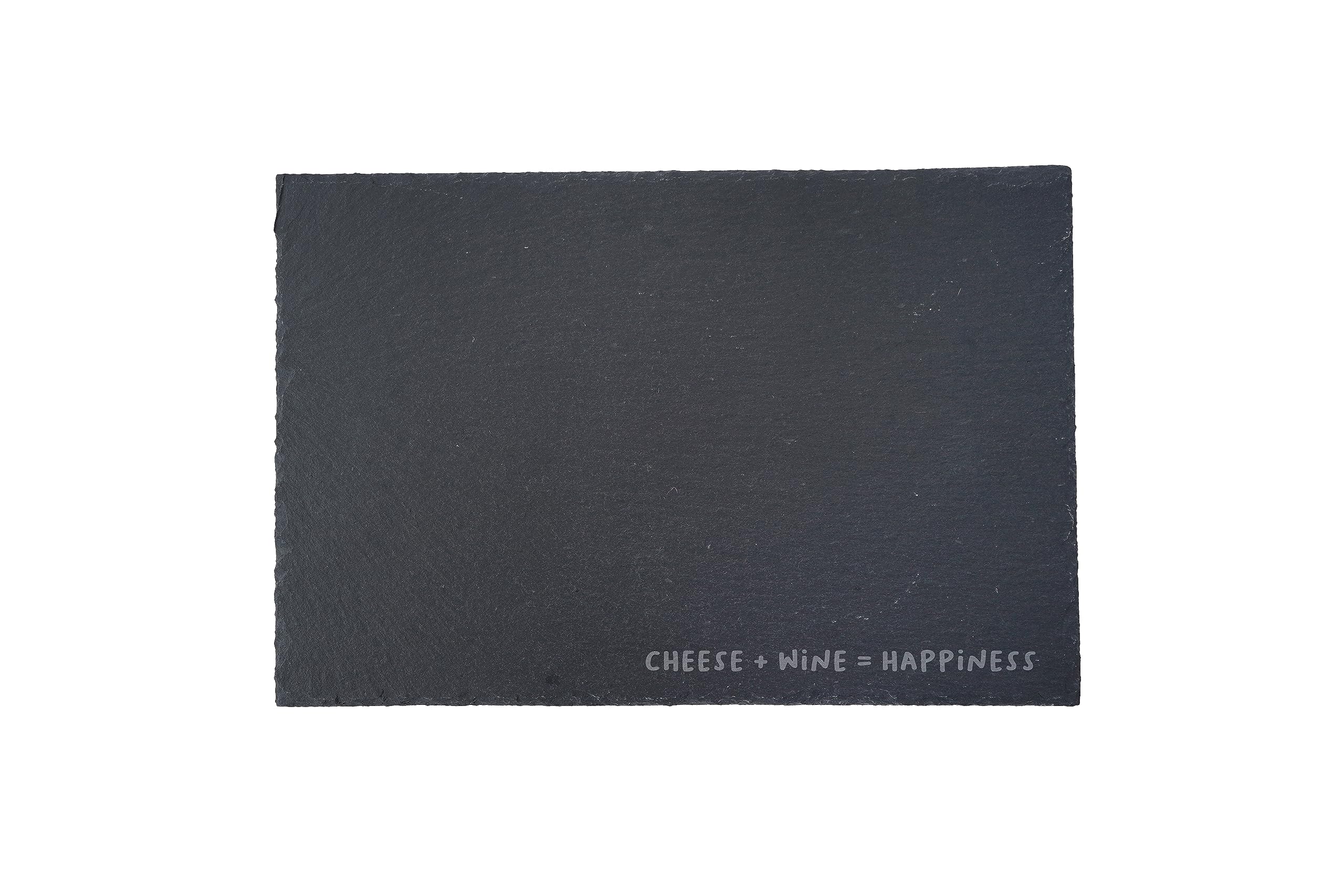 CGB Giftware | Rectangular Slate Cheese Board | Slogan - Cheese + Wine = Happiness | Gift Boxed | Serveware | Loft Gifts | GB07680