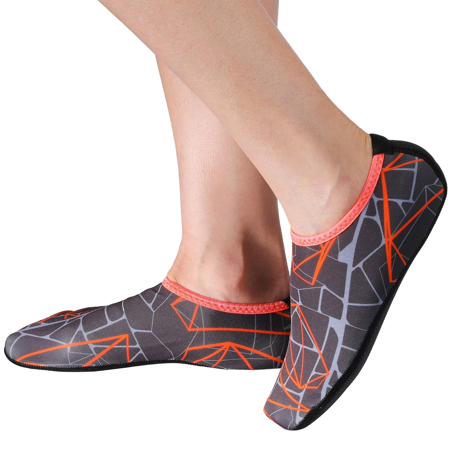 Vantoo ノンスリップ ベアフットシューズ ウォーター シュノーケリング フィンソックス アクアソックス すべてのウォータースポーツ用 スキューバダイビング ビーチ 水泳 シュノーケリング ランニングトレーナー サーフヨガエクササイズ X Large Grey Orange Printing