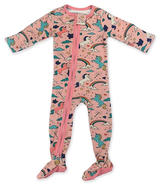 Earthy Organic Cotton Baby Pajamas Footed 2Way Zip Front Zipper