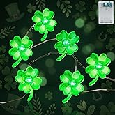 St Patricks Day Shamrock Lights - 30 LED 10Ft Green Lucky Clover String Lights with Timing Function - Battery Powered Fairy Light for Indoor House Irish Bedroom Party Feast Festival Decorations