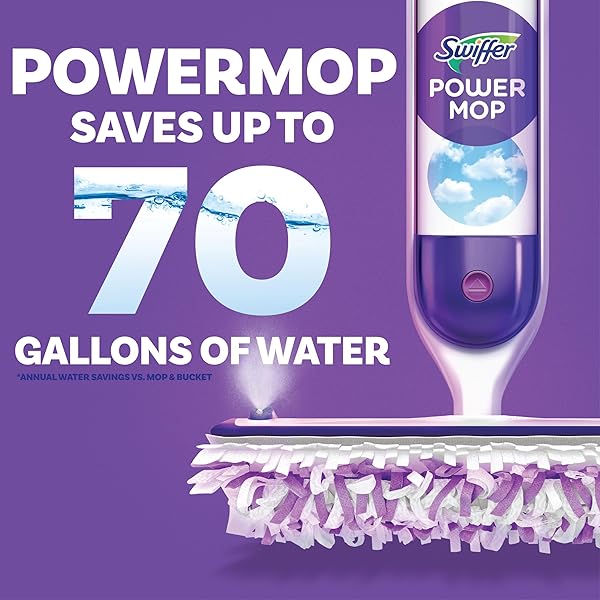 SWIFFER POWERMOP FLOOR CLEANING SOLUTION WITH UNSTOPABLES FRESH SCENT, POWERMOP REFILLS, FLOOR CLEANER FOR MOPPING, 25.3 FL OZ, 2 PACK
