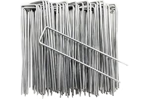 NINXANG Landscape Staples 6 Inch 50 Pack Garden Stakes Galvanized Lawn Stake U-Type Turf Staples for Weed Barrier Fabric Holding Fence Rust Proof Sod Pins Stakes for Securing Netting Ground Sheets