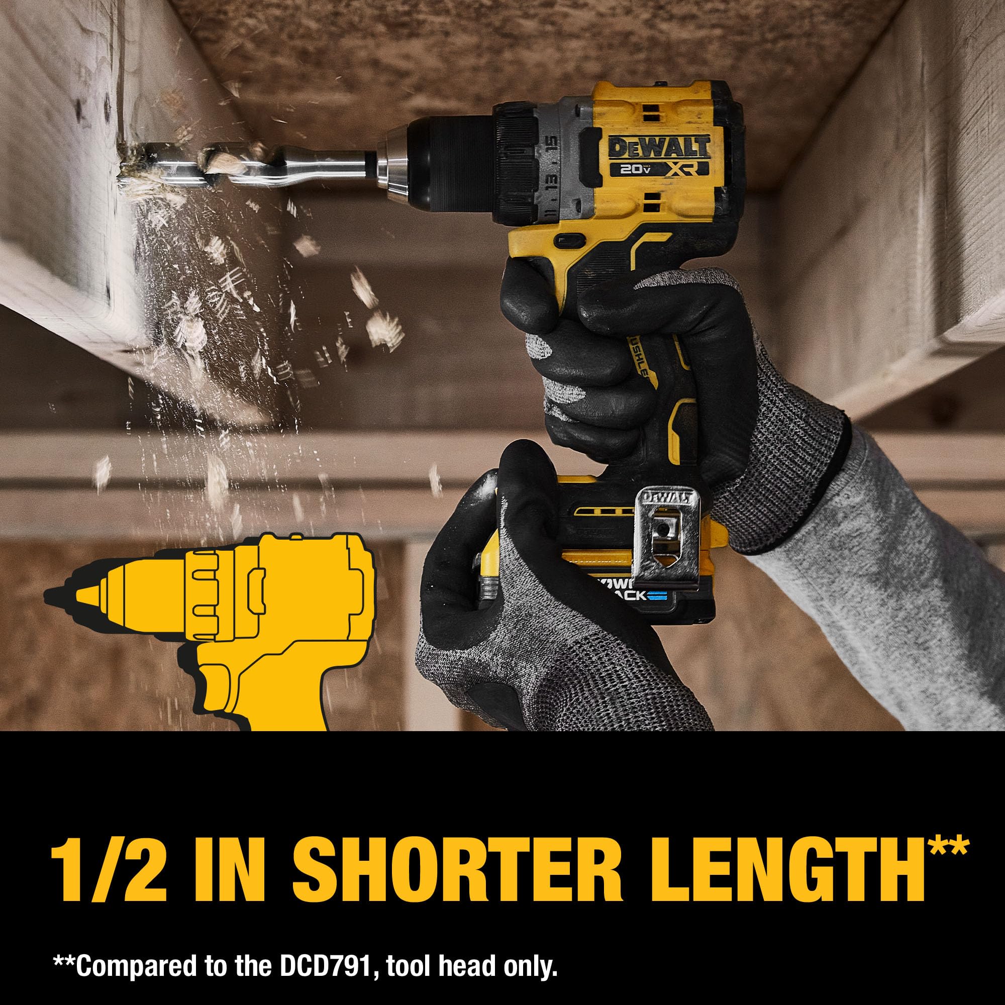DEWALT 20V MAX XR Cordless Drill/Driver Kit, Brushless, Compact, with 2 Batteries and Charger (DCD800D2)