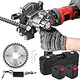 NEWTRY Cordless Rebar Cutter Cutting up to 3/2inch(4-40mm), Electric Rebar Cutter with 2 Batteries & Replacement Saw Blade, Cordless Cutting Edge Saw Cutting Speed 4-5S (900W)