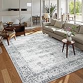 Lahome Margot Vintage 5x7 Washable Grey Rugs for Living Room Bedroom, Soft Dining Room Rugs for Under Table, Non Slip Indoor 