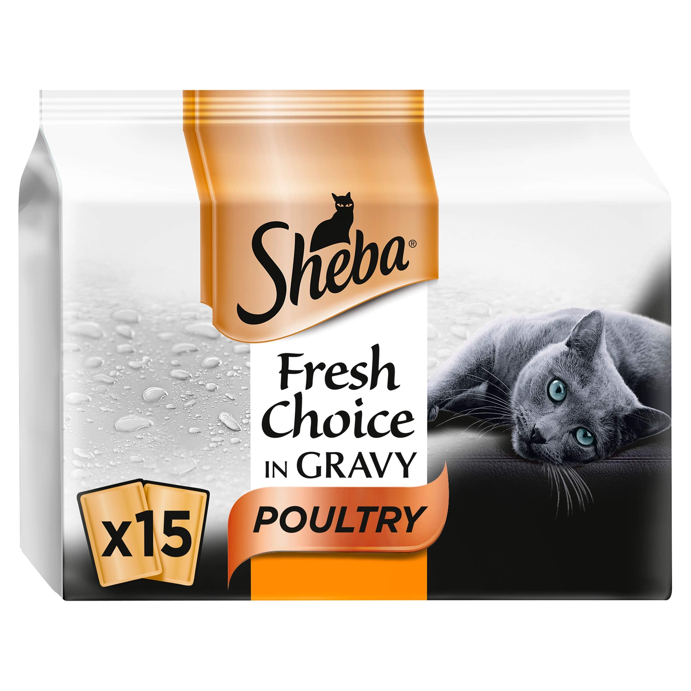 Sheba Fresh Choice Poultry Collection in Gravy Adult Wet Cat Food Pouches 15 x 50g