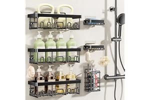 Shower Caddy 6 Pack, Adhesive Bathroom Shower Organizer for Bathroom Storage, No Drilling Large Capacity Rustproof Stainless 