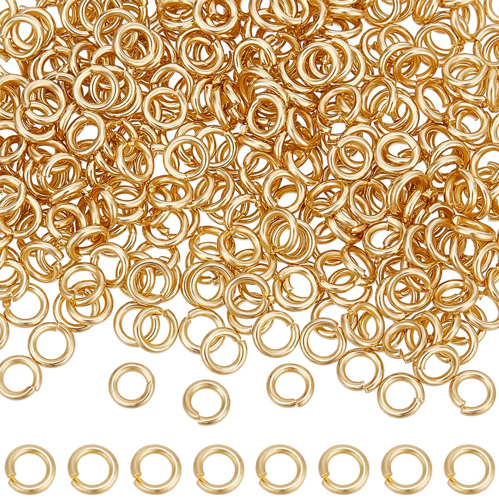 Beebeecraft 400Pcs 5mm Open Jump Rings 24K Gold Plated Stainless Steel Single Loop Small Circle Frames Key Chain Links Connector Rings for Bracelet Necklace Jewelry Making