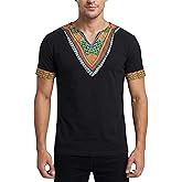 Mens African Dashiki Shirt African Tribal T Shirt for Black History Month Summer Festivals Tops for Men