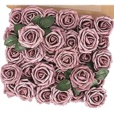 MACTING Artificial Rose Flowers 30PCS Real Touch Fake Flowers with Stem Soft Foam Roses for DIY Wedding Bouquets Table Centerpieces Baby Shower Party Spring Home Valentines Day Decor,Dusty Purple Pink