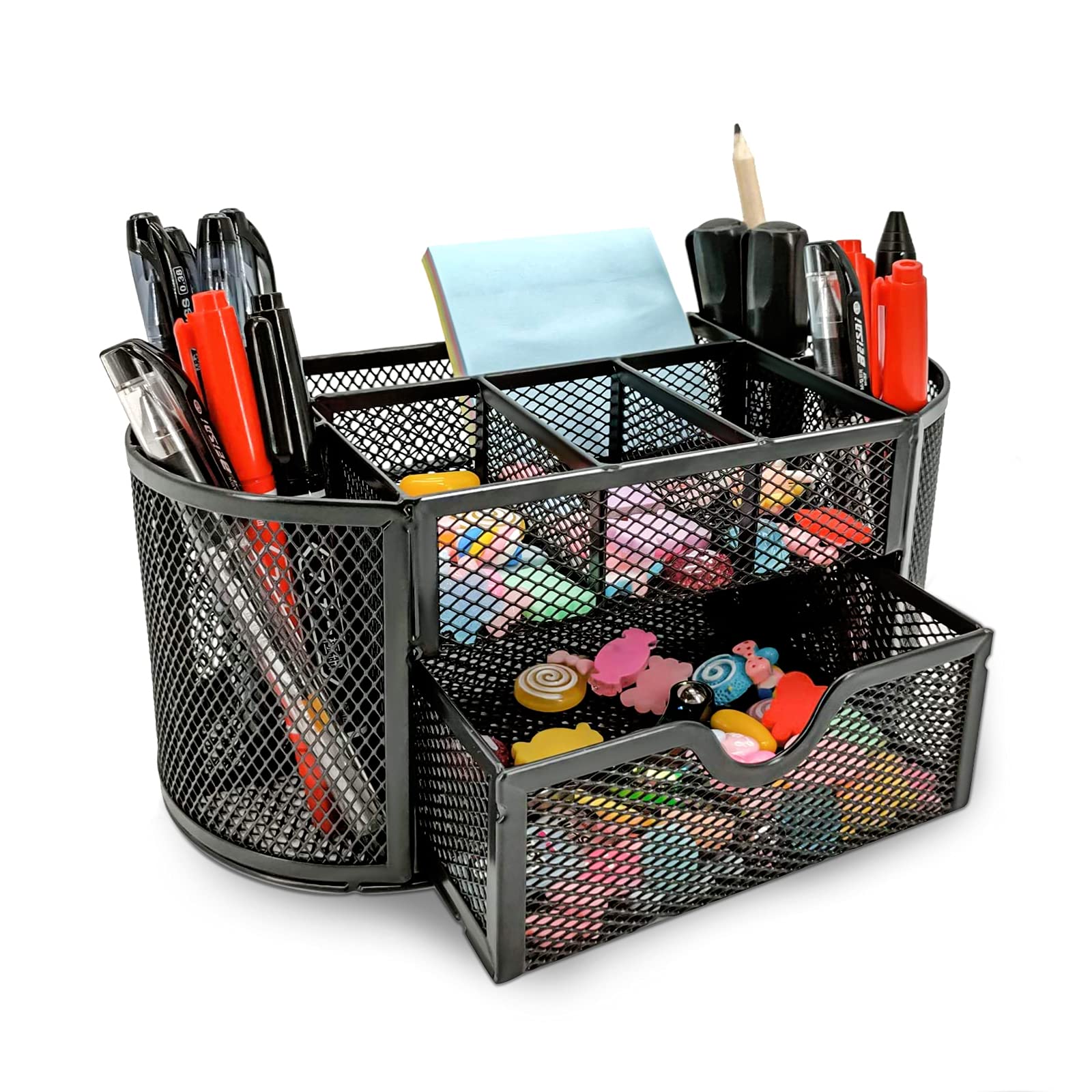 MDHAND Desk Organiser and Accessories, Mesh Organisation, Space-Saving Functionality, Desk Organiser and Sliding Drawer