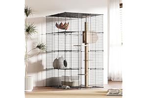 COZIVVOVV Cat Cages Playpen Indoor, 4 Tier Large Cat Crate Cat Enclosure for Cats, Metal Guinea Pig Cages,Wire Ferret Cage Catio for Kitten,Rabbit,Bunny,Chinchilla,Iguana