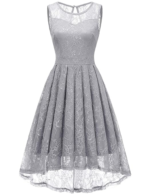Gardenwed Damen Kleid Retro Ärmellos Kurz Brautjungfern Kleid Spitzenkleid Abendkleider CocktailKleid Partykleid