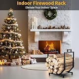 Mutool Firewood Rack with Canvas Carrier, Heavy Duty Log Holder, Black view 2
