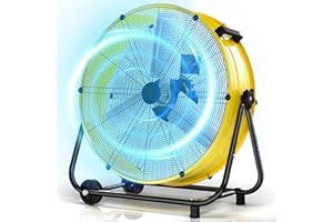 MEPTY 30-Inch Industrial Drum Fan, 14000 CFM High Velocity Floor Fan, 3-Speed Heavy Duty Metal Air Circulator for Shop, Warehouse, Workshop, Garage, Factory, 550W