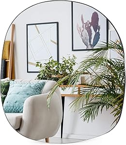 Asymmetrical Accent Wall Mounted Mirror Decor for Living Room Bedroom Entryway, Small Size 19.7 x 20.5 Inches