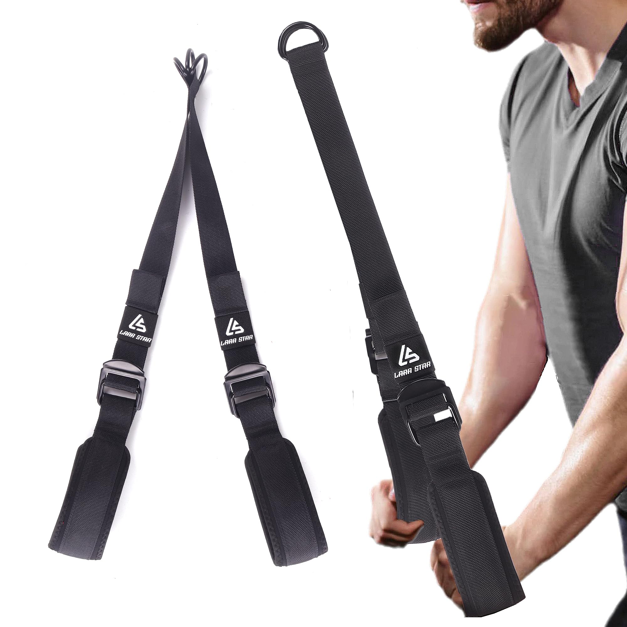 Tricep Rope Cable Attachment Adustable Length (24-54 Inch),Ideal Alternative for 27 36 49 Inch Long Tricep Ropes, Greater Range of Motion,Pull Down Rope Extension Straps Cable Crossover Accessories