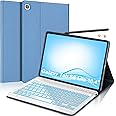 Samsung Galaxy Tab S6 Lite 10.4 Inch 2022/2020 Case with Keyboard, Smart 7 Colors Backlight and Detachable Wireless Bluetooth Keyboard & PU Folio Stand Cover for Tab SM-P610/P613/P615/P619, Blue