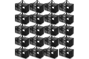Wowangce 24 Pack Heavy Duty Moving Bags with Zippers and Handles Extra Large Storage Bags Space Saving Moving Boxes Collapsible College Packing Totes for Moving, Storage and Travel, 92L(Black)