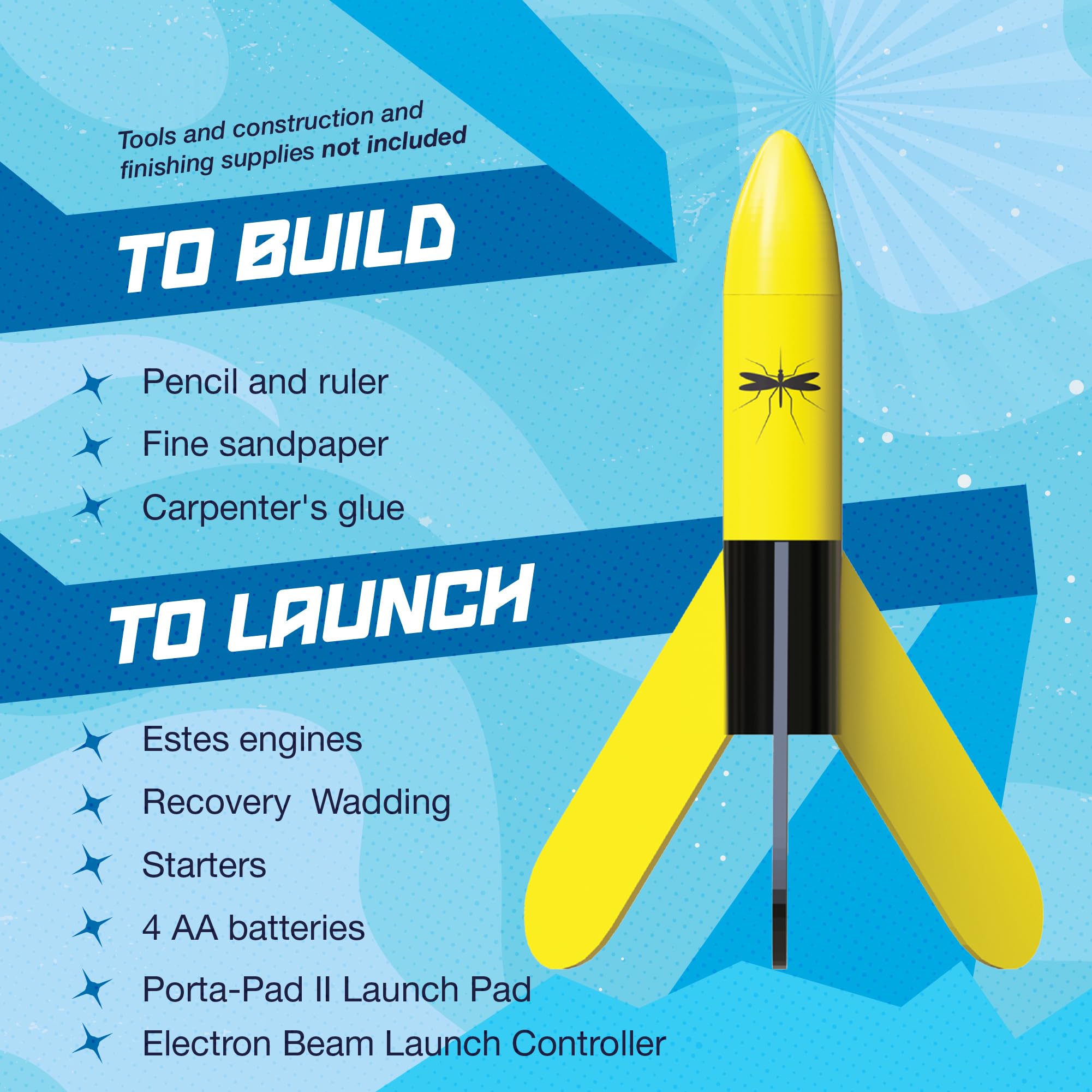 Estes 1345 Mini Mosquito Rocket-Building Kit, Intermediate Mini Flying-Rocket-Model Kit for Ages 10+