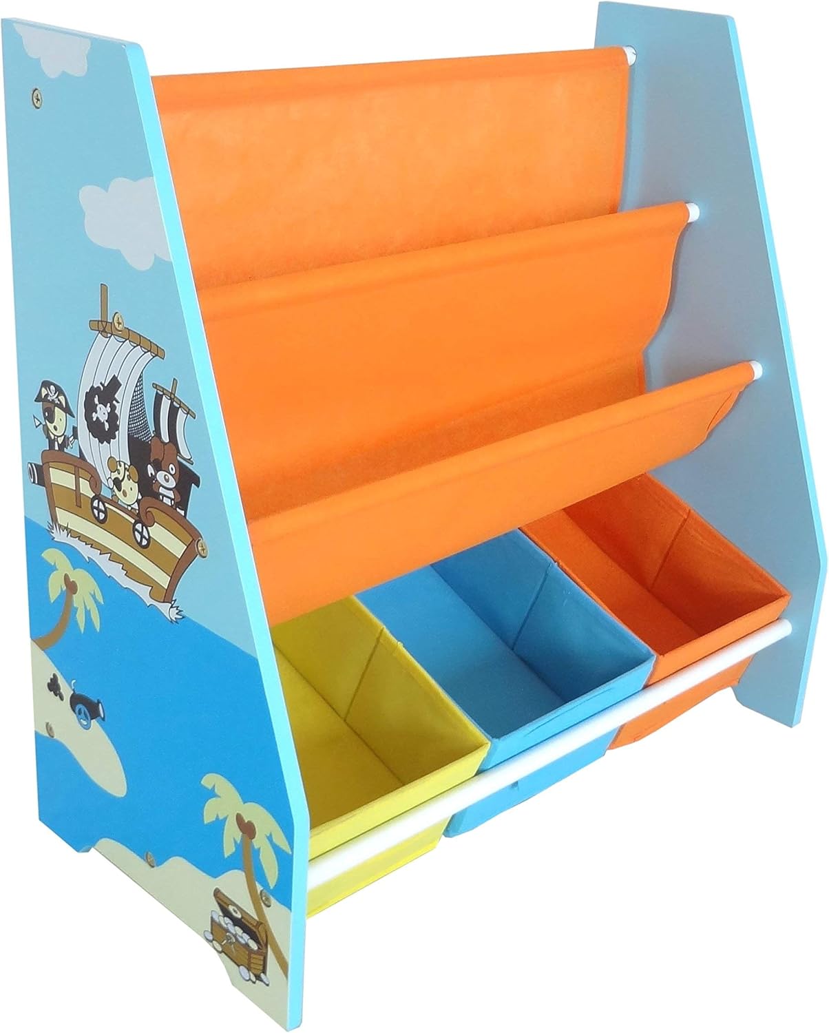 Kiddi Style Children's Pirate Wooden Storage Rack/Sling Bookcase