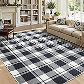 AROGAN Checkered Jute 4x6 Area Rugs, Washable Outdoor Patio Rug for Living Room Entrance Indoor Outdoor Carpet, Farmhouse Des