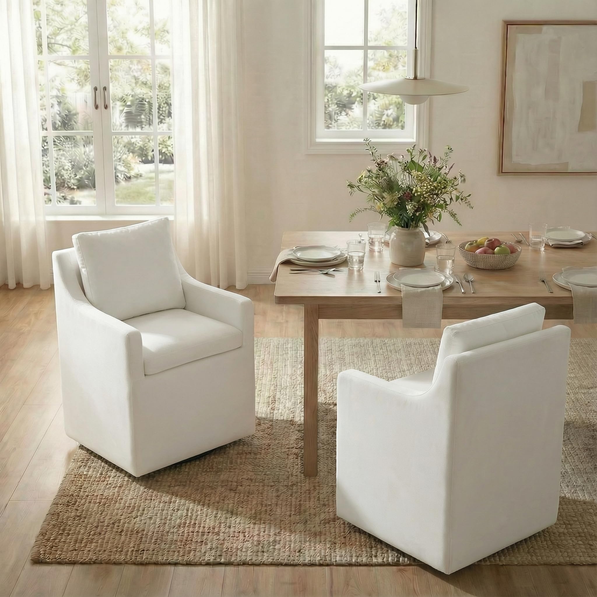 Photo 1 of 1 OF 2 ONLY
KISLOT Upholstered Dining Chairs, Modern Dining Room Chairs with Casters & Washable Cover, Rolling Accent Chair with Hidden Storage for Kitchen, Farmhouse, Living Room, White, 2 Box