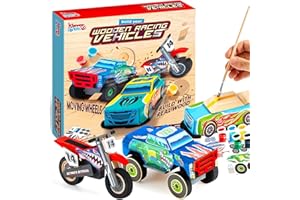 JOYIN Kids Craft Kit Build & Paint Your Own Wooden Race Car Art & Craft Kit DIY Toy Make Your Own Car Truck Toy Construct and Paint Kit, Presents for Kids