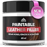 Paintable Leather Filler - Leather Repair for Tears and Holes - Leather Scratch Repair - Easy Step-by-Step Guide- Leather Repair Gel and Filler - White - 60 mL