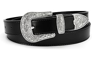 CHAOREN CR Western Belt for Women, 1.1" CR Cowboy Belt Leather Belts for Women, Country Belts for Women with Vintage Buckle for Jeans