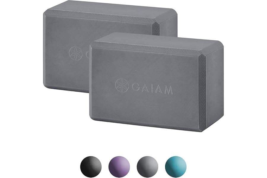 Gaiam Yoga Block - Supportive Latex-Free Eva Foam - Soft Non-Slip Surface with Beveled Edges for Yoga, Pilates, Meditation